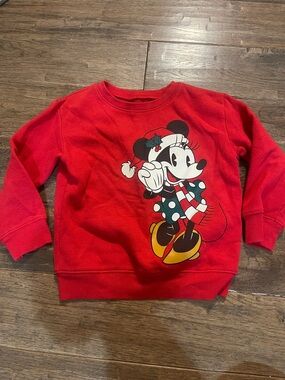 Disney Red Minnie Mouse Holiday Sweatshirt with Yellow Shoes